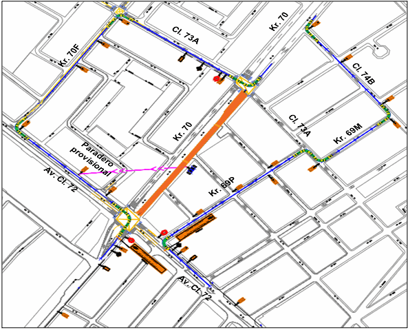 mapa de desvíos en engativá