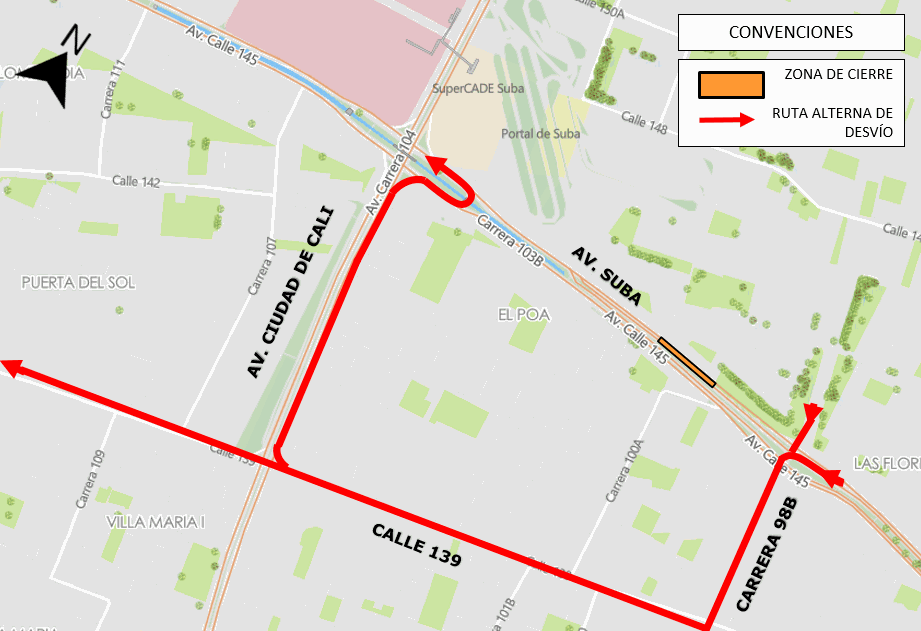 Mapa 3. Ruta alterna al Occidente.