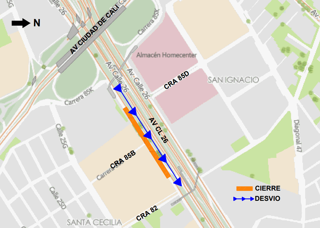 Mapa 2. Tránsito vehicular en la zona de obra.