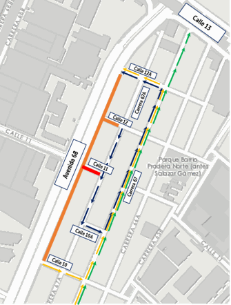 Mapa de desvíos vehiculares