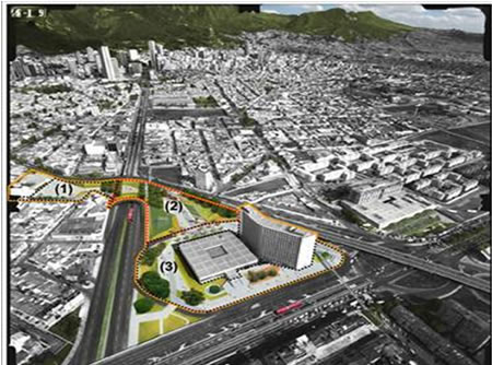 Perspectiva obras proyecto Conjunto Monumental CAD