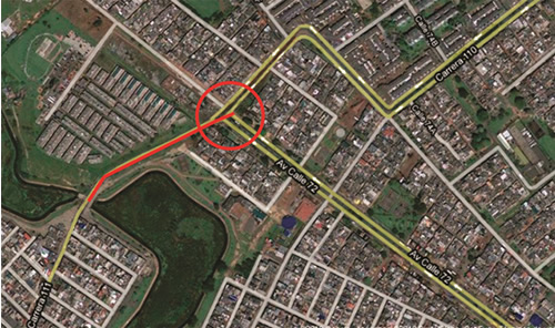 Imagen satelital del sector donde se construirá la intersección y la Avenida Gonzalo Ariza