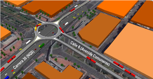 Glorieta o distribuidor de tráfico de tercer nivel intersección calle sexta por NQS