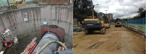 Aspectos de las obras en el corredor de la calle 169b entre la avenida Villas y la Avenida Boyacá