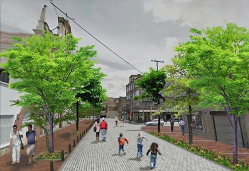 Render - Red Ambiental Peatonal Segura - barrio El Restrepo