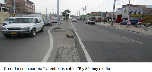 Corredor de la carrera 24  entre las calles 76 y 80, hoy en día