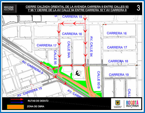Mapa 3. Desvío sentido Oriente - Norte
