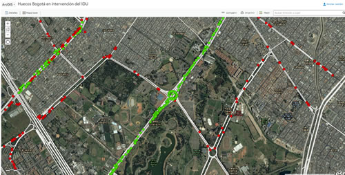 Aplicativo IDU para el reporte de huecos Bogotá, imagen Av. 68 con calle 63