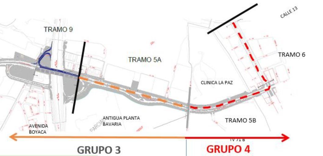 Mapa de los tramos de la avenida guayacanes 