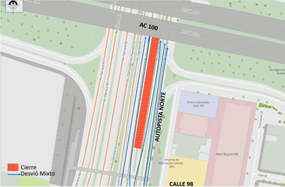 mapa autopista norte con calle 100