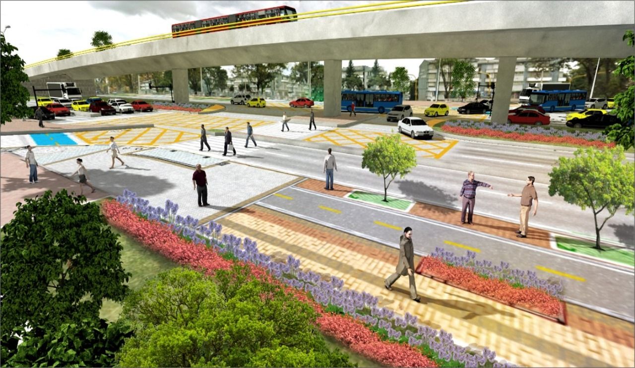 Render  puente vehicular en el barrio La Floresta
