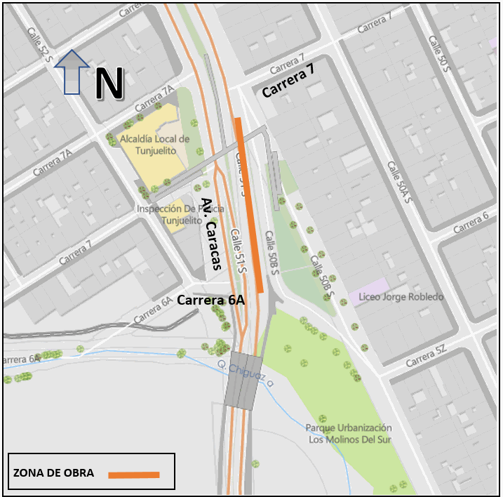Mapa No 1. Zona de obra calzada oriental