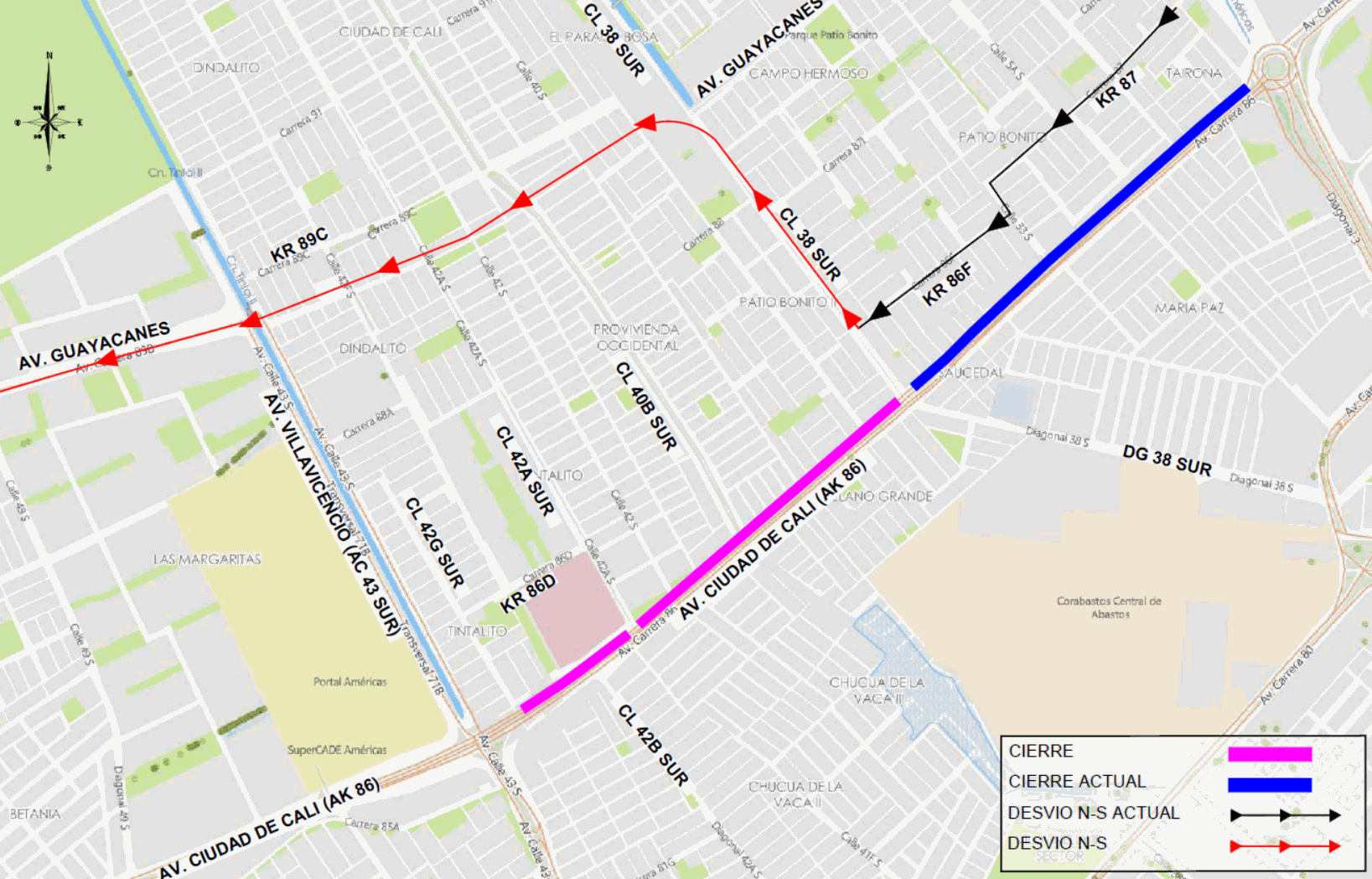 Mapa 2. Desvío 1, en sentido norte – sur.