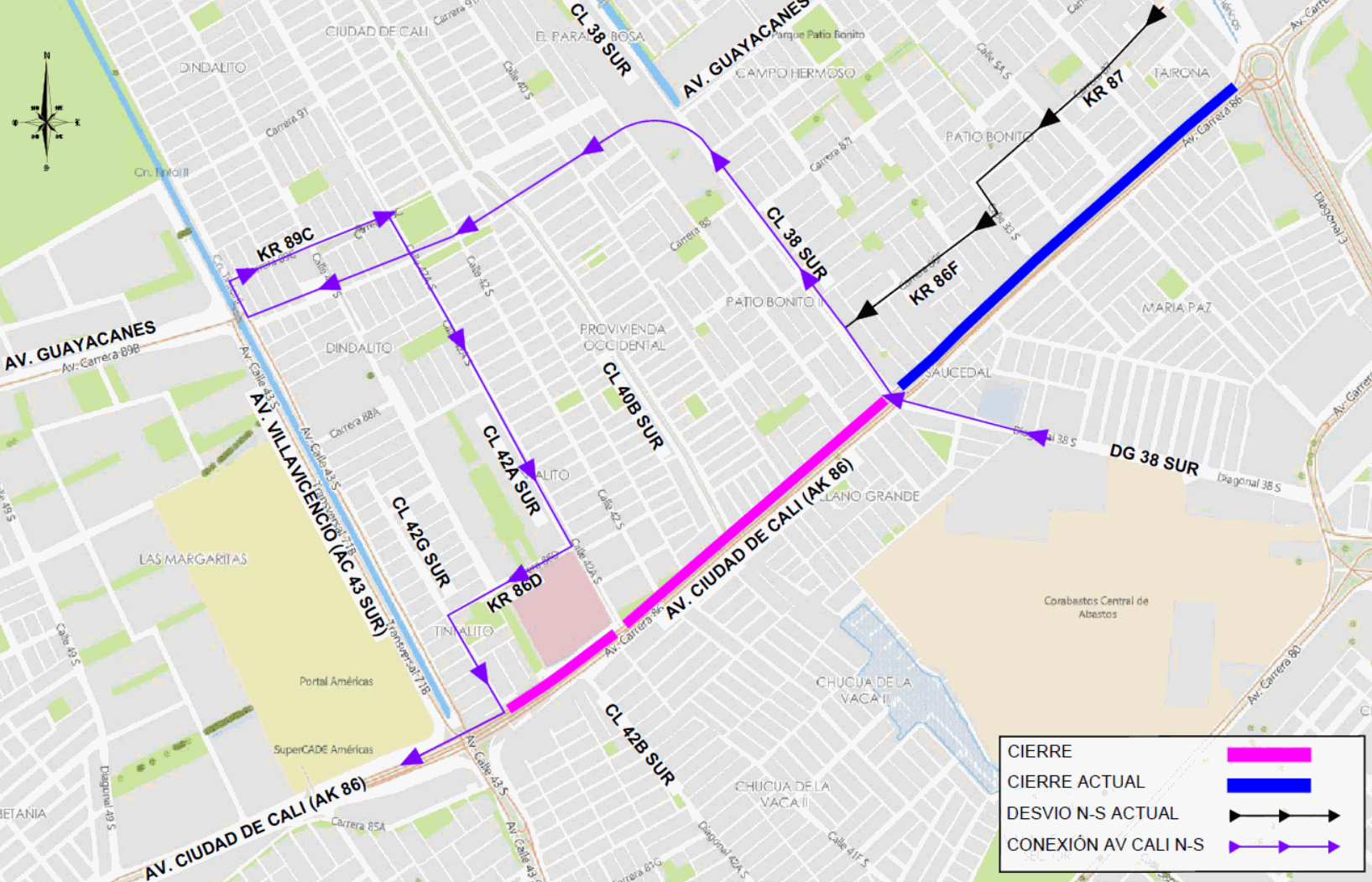 Mapa 4. Desvío 3, conexión avenida Ciudad de Cali, en sentido norte – sur.