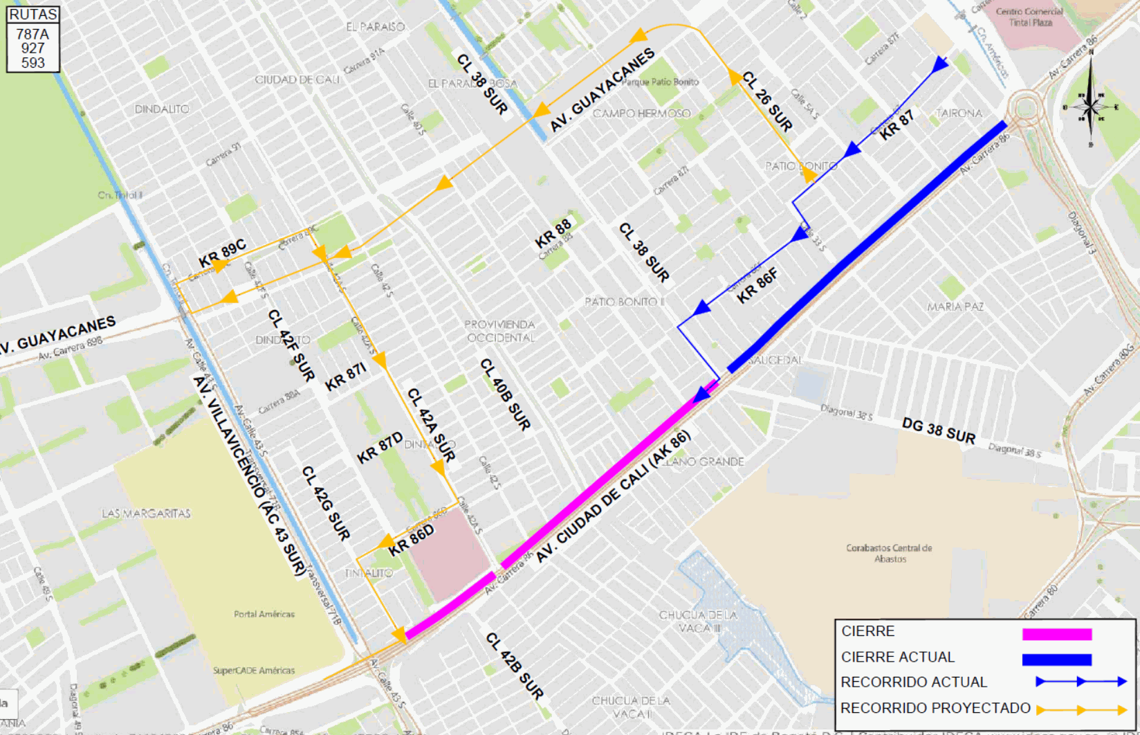 Mapa 6. Desvíos para el transporte público