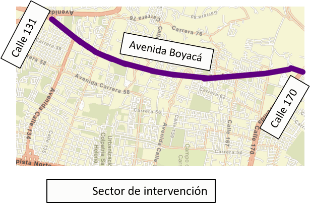 Mapa del sector que será intervenido