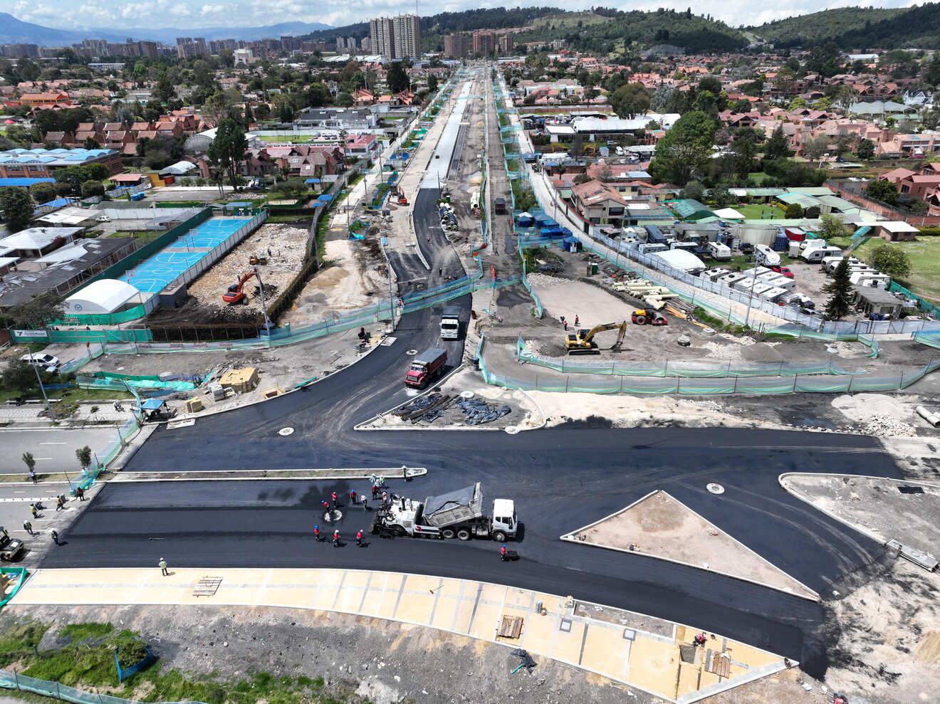 Fotografía aérea del avance en la malla vial en la zona