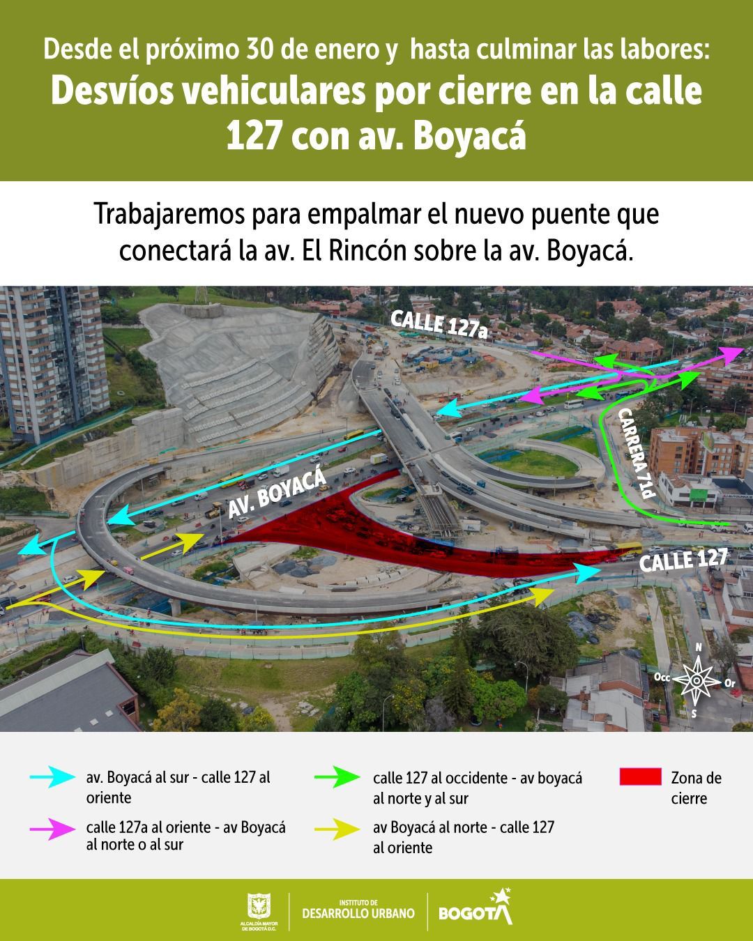 Infografía que muestra los desvíos viales habilitados para avanzar en las obras